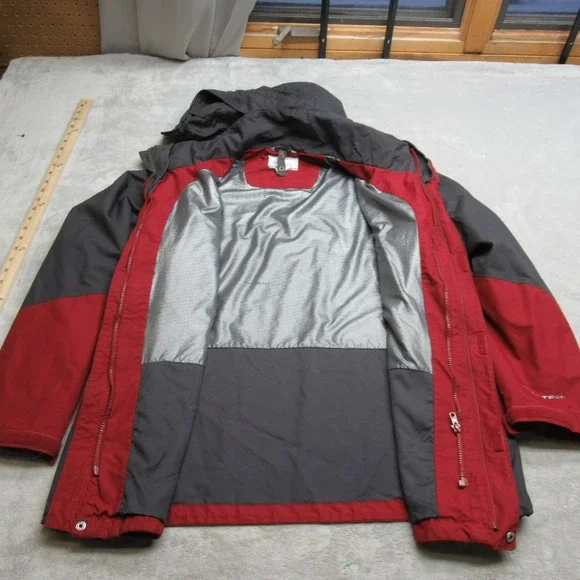 Columbia Jacket Men Large Red Interchange Hood Full Zip Waterproof Ski 3in1SHELL - Picture 3 of 16